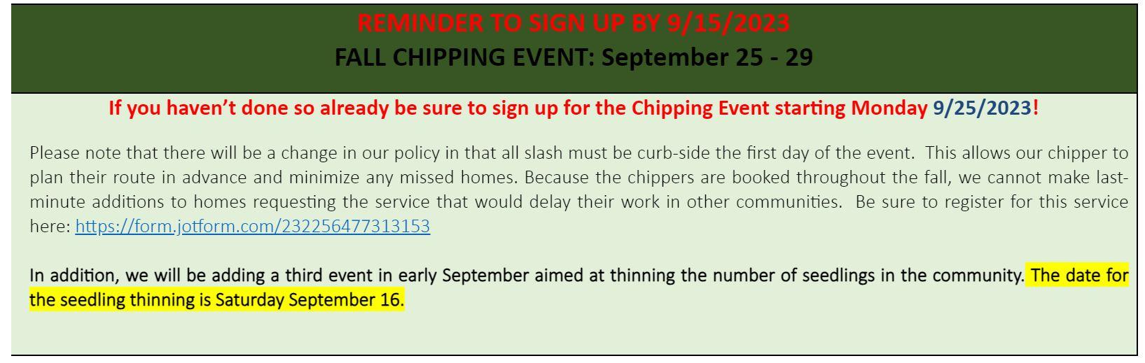 Fall chipping event